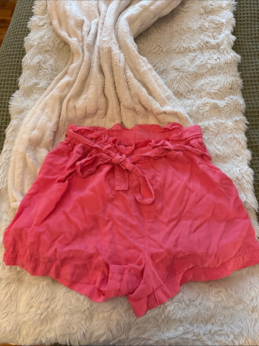 Thread & Supply Pink Paperbag Waist Tie-Front Shorts